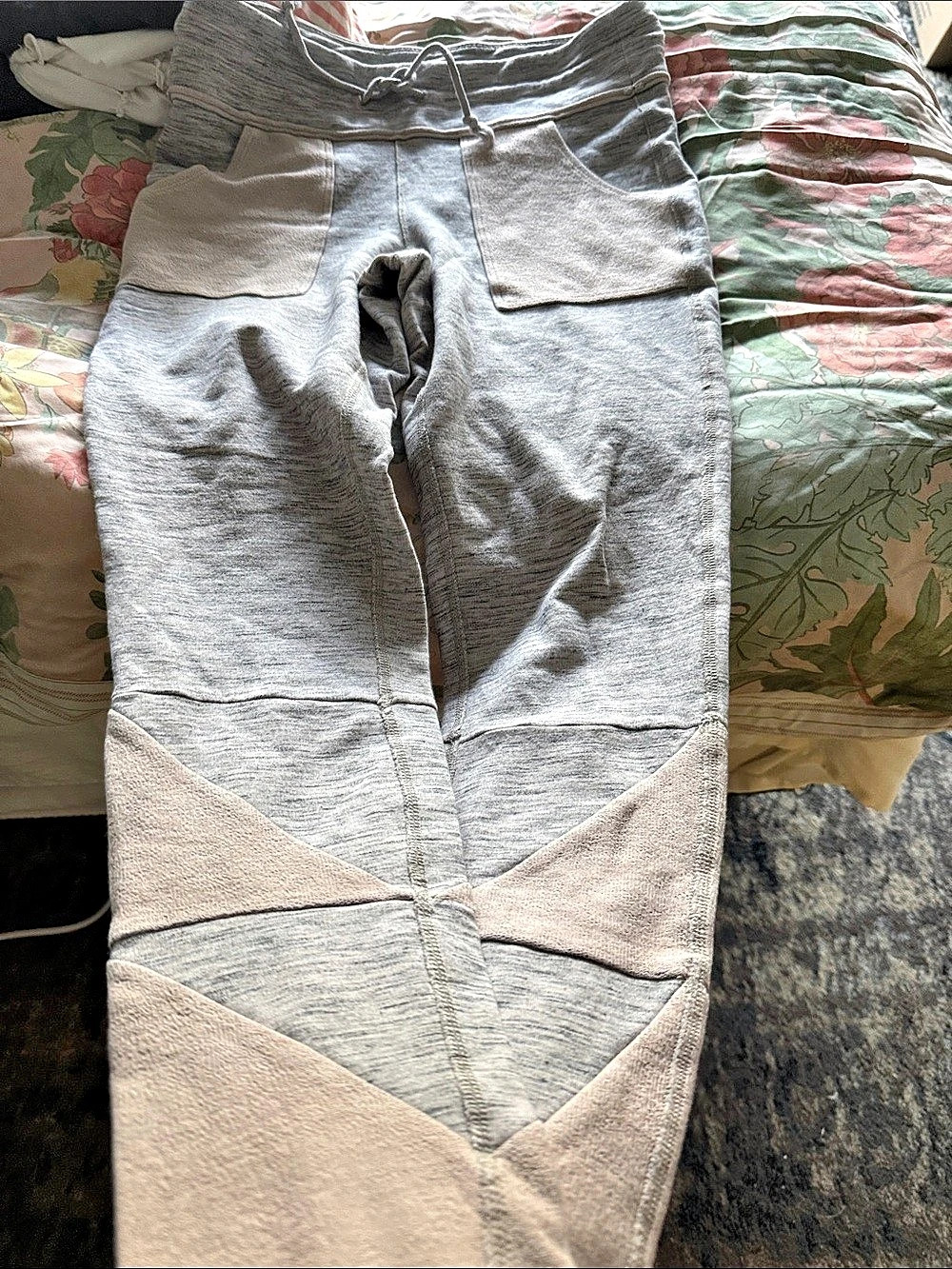 FP Movement Geometric Color Block Pants in Gray & Beige